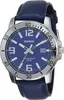 A close-up studio shot of a men's Casio watch with a blue dial and leather strap. Produktbild-Vorschau