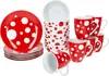 Pula rosso Set da colazione 18 pezzi Piatto in porcellana Anteprima dell’immagine prodotto 2