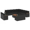 Design 14-tlg. Garten-Sofagarnitur mit Kissen Schwarz Poly Produktbild-Vorschau 2