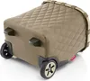 A quilted tan rolling shopping bag with black wheels and handles, shown from a diagonal angle on a white background. Voir les images du produit