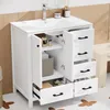 MODFU Badezimmerschrank mit Doppeltürschrank,Freistehende Produktbild-Vorschau 4