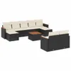 10-tlg. Garten-Sofagarnitur mit Kissen Schwarz Poly Rattan Produktbild-Vorschau 1