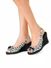 017742 Damen Sandalen mit Keilabsatz Schwarz/Weiß Gr. 38 – Produktbild-Vorschau 3