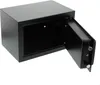 A black safe with its door open, showing the interior. The safe is positioned on a white background. Produktbild-Vorschau