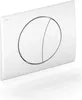 A white toilet flush plate with two buttons, shown at an angle against a white background. Náhled obrázku produktu