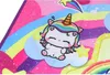 A cartoon unicorn sits on clouds with a rainbow background and stars. Produktbild-Vorschau