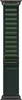 A green fabric watch band with a gray buckle and connectors, shown against a white background. Produktbild-Vorschau