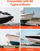 A collage of four images showing different types of boats on trailers, each with orange rollers, illustrating product compatibility. Podgląd zdjęcia produktu