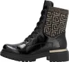 A side view of a black lace-up boot with a patterned shaft. Náhled obrázku produktu