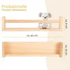 Two wooden shelves are shown with dimensions indicated. A small teddy bear is placed on the upper shelf. Náhľad obrázku produktu