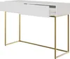 A white desk with a gold metal frame, with one drawer partially open. Anteprima dell’immagine prodotto