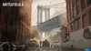 A city street scene with a bridge in the background, showing damaged cars and military vehicles. Produktbild-Vorschau