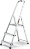 A silver aluminum stepladder with three steps and a storage tray, shown against a white background. Anteprima dell’immagine prodotto