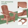 A collage showcasing the details of a wooden Adirondack chair. Produktbild-Vorschau