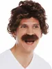 WIG ME UP Perücke Schnauzbart Braun 70er Retro Cop Produktbild-Vorschau 2