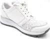 A white women's sneaker with a floral pattern on the toe box, shown against a white background. Produktbild-Vorschau