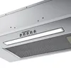 A close-up view of a silver range hood with control buttons and a light. Náhled obrázku produktu