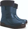 A pair of dark blue rubber boots with knitted cuffs, shown against a white background. Produktbild-Vorschau