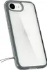 A clear phone case with a gray bumper and a transparent back, showing the Apple logo of the phone inside. Voir les images du produit