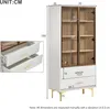 OKWISH Vitrine Avec 2 Portes En Verre, 2 Tiroirs Et LED 16 Voir les images du produit 4
