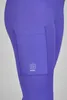 Close-up of a purple riding legging with a pocket. Produktbild-Vorschau