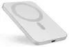 A white wireless charger with a silver rim, angled to show the charging surface and a USB-C port. Produktbild-Vorschau