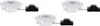 Three white LED recessed lights with black connectors are arranged in a diagonal line against a white background. Produktbild-Vorschau