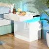 Nachttisch,Nachttisch Weiß Hochglanz mit LED Produktbild-Vorschau 1
