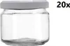 A clear glass jar with a gray lid, with the text '20x' on the right. Náhled obrázku produktu