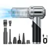 A cordless vacuum cleaner with multiple attachments and a USB charging cable, displayed against a white background. Produktbild-Vorschau