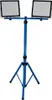 A blue LED work light stand with two lights is shown against a white background. Produktbild-Vorschau