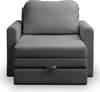 A grey sofa bed viewed from the front. Produktbild-Vorschau