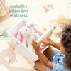 Navaris Puppenwagen aus Holz in Weiß - Kinder Baby Puppen Produktbild-Vorschau 3