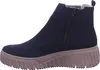 A side view of a blue Chelsea boot with a tan sole. Voir les images du produit