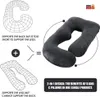 Diagrams illustrating the benefits of a U-shaped pillow and a C-shaped pillow, combined to form a single product. Náhled obrázku produktu