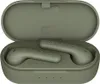 A pair of green wireless earbuds in their open charging case. Produktbild-Vorschau