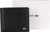 A black Lacoste wallet is shown next to its white packaging box. Produktbild-Vorschau