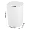 A white automatic trash can with dimensions indicated by measurement lines and text. Podgląd zdjęcia produktu