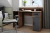 A desk in a bedroom setting next to a bed, with a window in the background. Produktbild-Vorschau