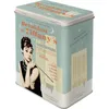A tin box featuring Audrey Hepburn from Breakfast at Tiffany's. Podgląd zdjęcia produktu