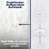 An instructional image showing how to assemble a white artificial Christmas tree. Produktbild-Vorschau