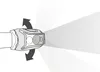 An illustration showing how to adjust the angle of a headlamp. Produktbild-Vorschau
