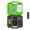 A cordless drill and its accessories are neatly arranged in an open green carrying case. Produktbild-Vorschau