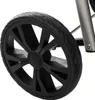 A close-up of a black wheel with a black rim and a gray metal pole attached to it. Náhled obrázku produktu