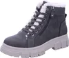 A single gray winter boot with white fur lining and laces, shown from a side angle against a white background. Produktbild-Vorschau