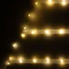 A close-up view of a string of warm white LED lights on a dark background. Voir les images du produit