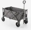 A gray foldable garden wagon with four wheels and a handle is shown against a white background. Produktbild-Vorschau