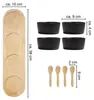Dipschalen Set schwarz 4 Schalen mit Bambus Tablett 38 cm Produktbild-Vorschau 3