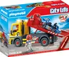 A Playmobil City Life tow truck set with a go-kart on the back, shown in its retail packaging. Produktbild-Vorschau