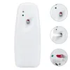 A white automatic air freshener dispenser with a close-up view of its spray nozzle and internal mechanism. Produktbild-Vorschau